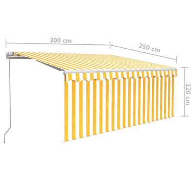 Manual Retractable Awning with Blind 3x2.5m Yellow&White