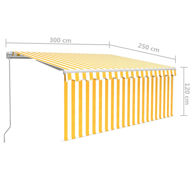 Manual Retractable Awning with Blind 3x2.5m Yellow&White