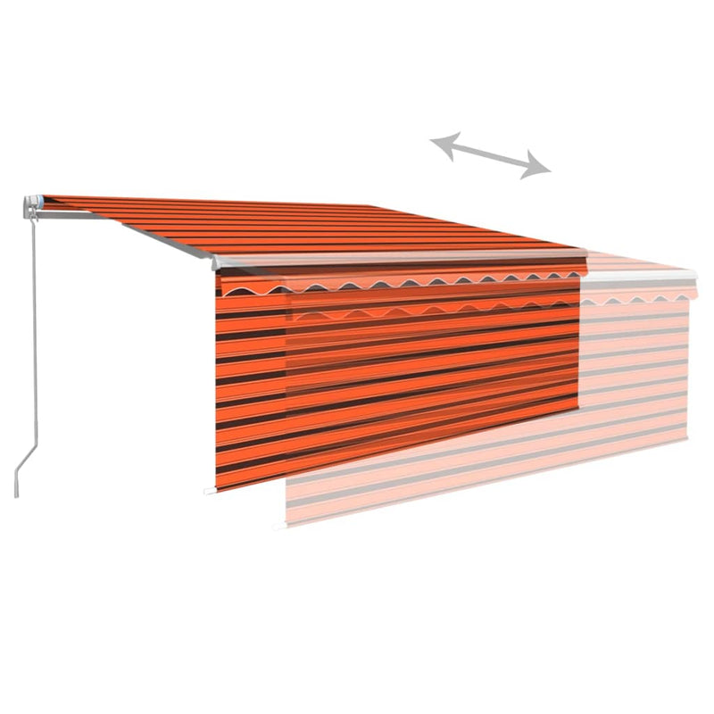 Manual Retractable Awning with Blind 3x2.5m Orange&Brown