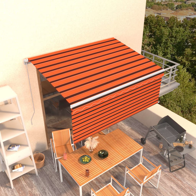 Manual Retractable Awning with Blind 3x2.5m Orange&Brown