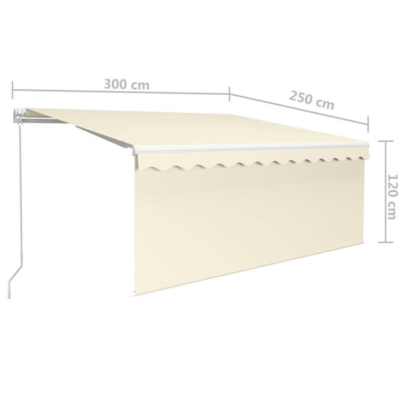 Manual Retractable Awning with Blind&LED 3x2.5m Cream