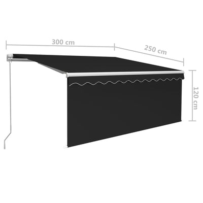 Manual Retractable Awning with Blind&LED 3x2.5m Anthracite