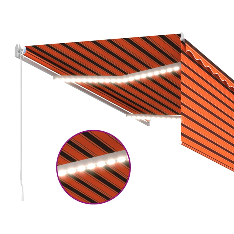 Manual Retractable Awning with Blind&LED 3x2.5m Orange&Brown