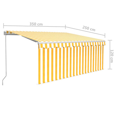 Manual Retractable Awning with Blind 3.5x2.5m Yellow&White