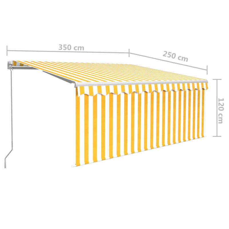 Manual Retractable Awning with Blind 3.5x2.5m Yellow&White