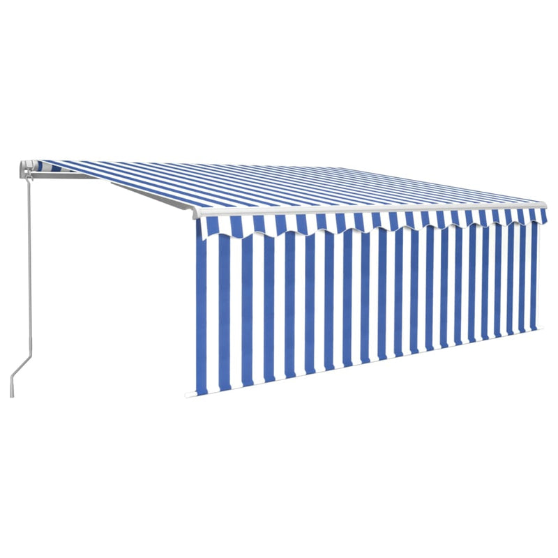 Manual Retractable Awning with Blind 4x3m Blue&White