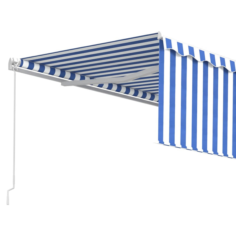 Manual Retractable Awning with Blind 4x3m Blue&White