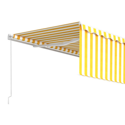 Manual Retractable Awning with Blind 4x3m Yellow&White