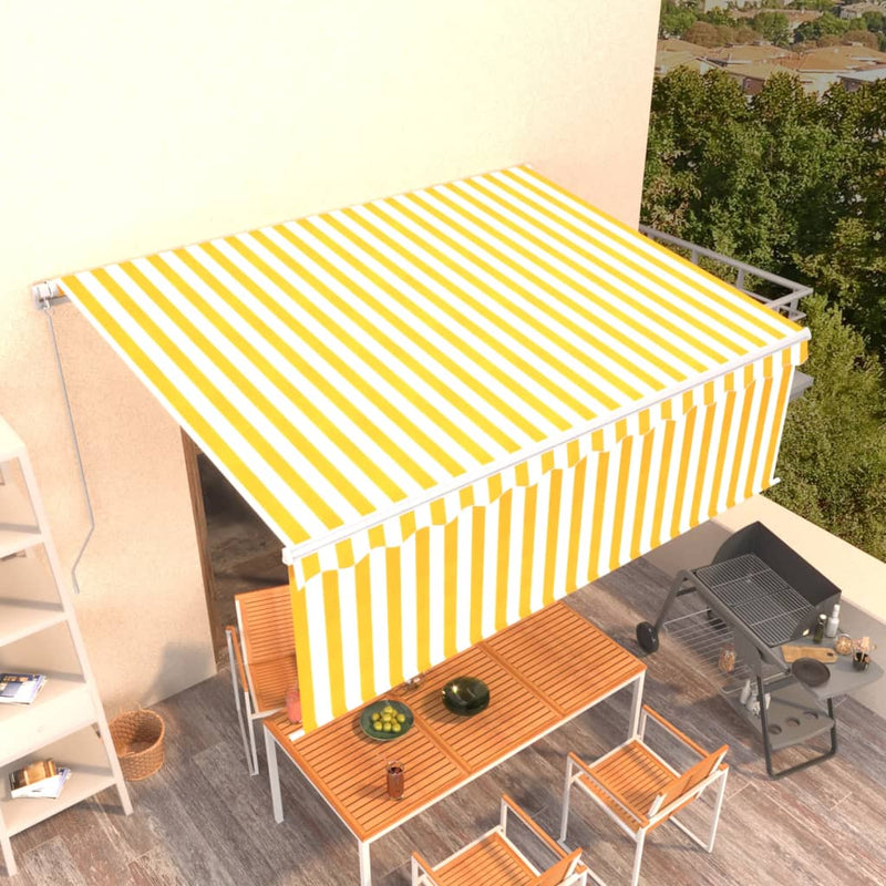 Manual Retractable Awning with Blind 4x3m Yellow&White