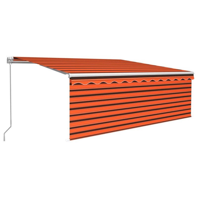 Manual Retractable Awning with Blind 4x3m Orange&Brown