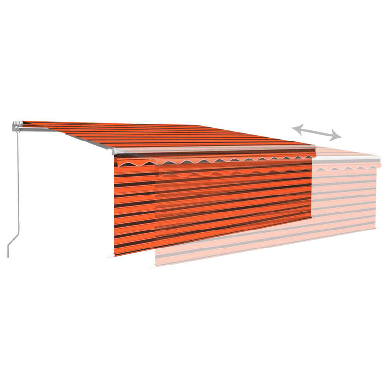 Manual Retractable Awning with Blind 4x3m Orange&Brown