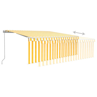 Manual Retractable Awning with Blind&LED 4x3m Yellow&White