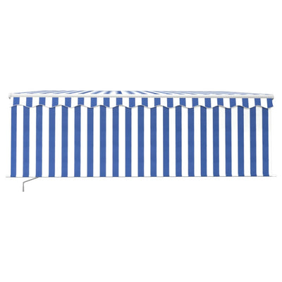 Manual Retractable Awning with Blind 4.5x3m Blue&White