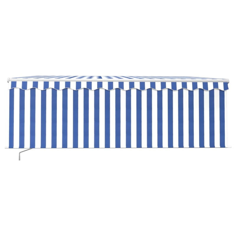 Manual Retractable Awning with Blind 4.5x3m Blue&White