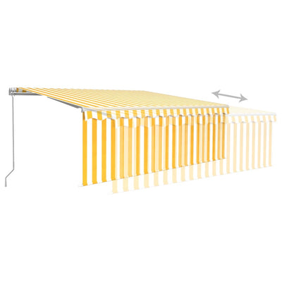 Manual Retractable Awning with Blind 4.5x3m Yellow&White