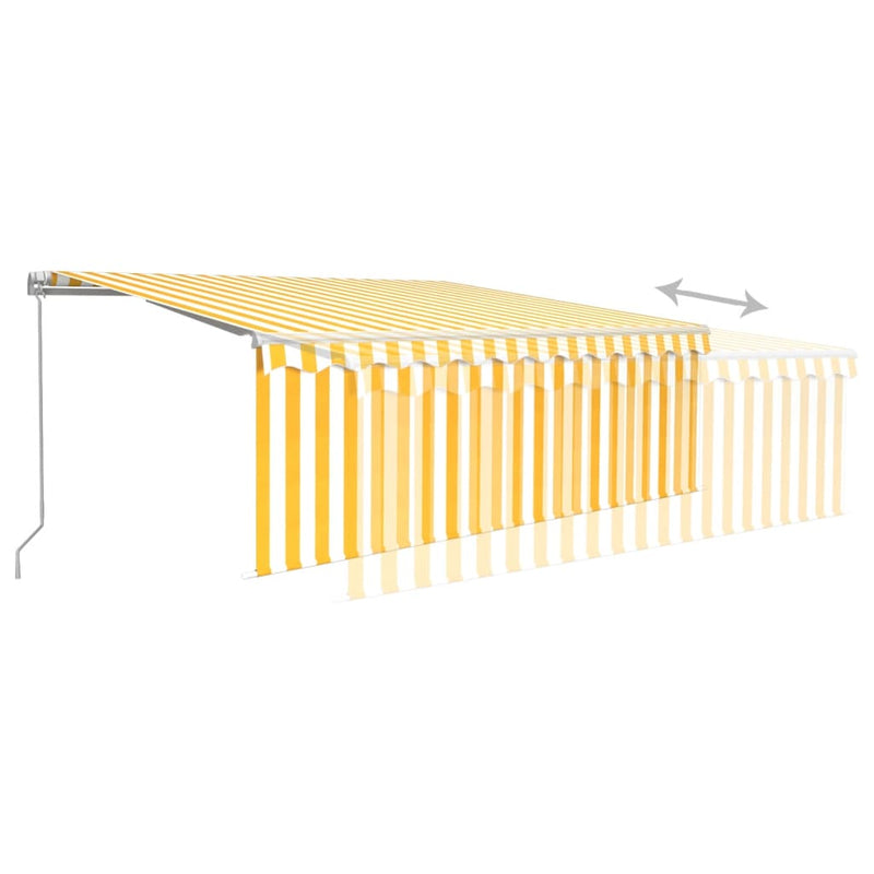 Manual Retractable Awning with Blind 4.5x3m Yellow&White