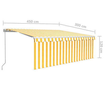 Manual Retractable Awning with Blind 4.5x3m Yellow&White