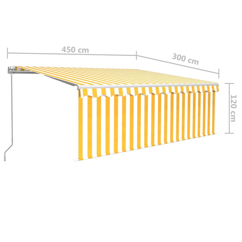 Manual Retractable Awning with Blind 4.5x3m Yellow&White