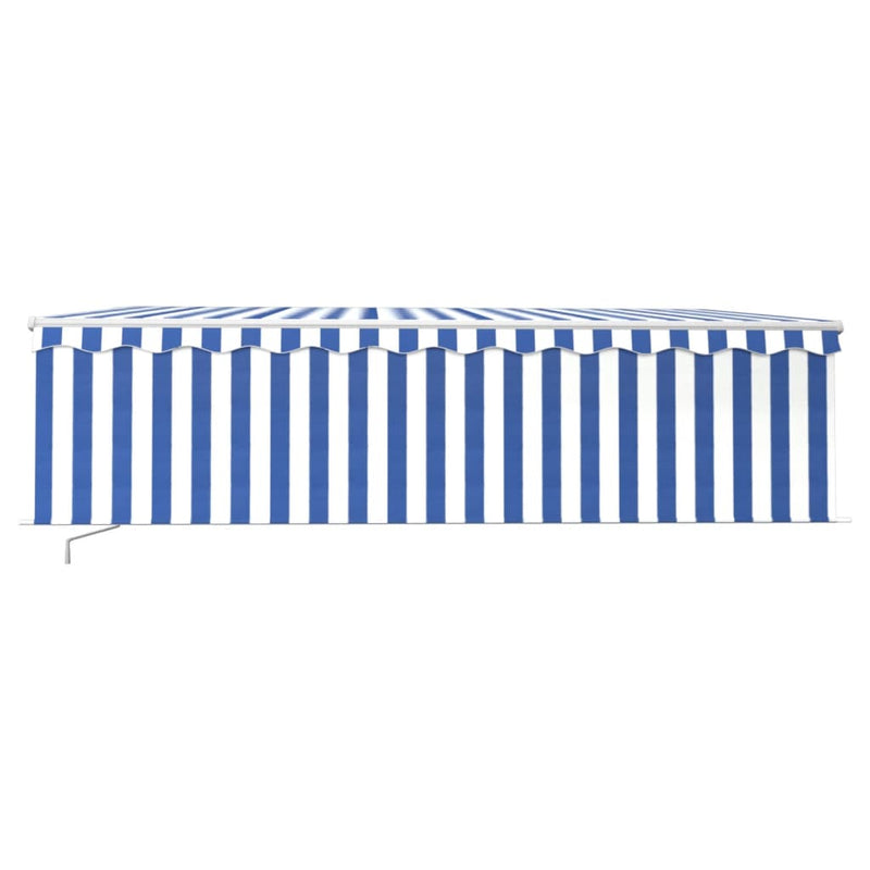 Manual Retractable Awning with Blind 5x3m Blue&White