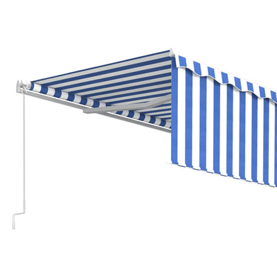 Manual Retractable Awning with Blind 5x3m Blue&White