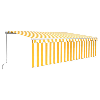 Manual Retractable Awning with Blind 5x3m Yellow&White