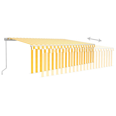 Manual Retractable Awning with Blind 5x3m Yellow&White