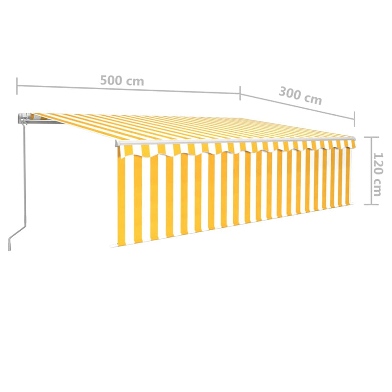 Manual Retractable Awning with Blind 5x3m Yellow&White