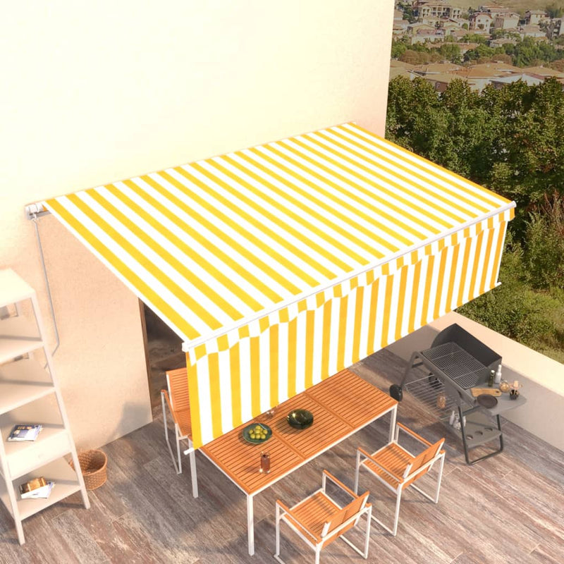 Manual Retractable Awning with Blind 5x3m Yellow&White