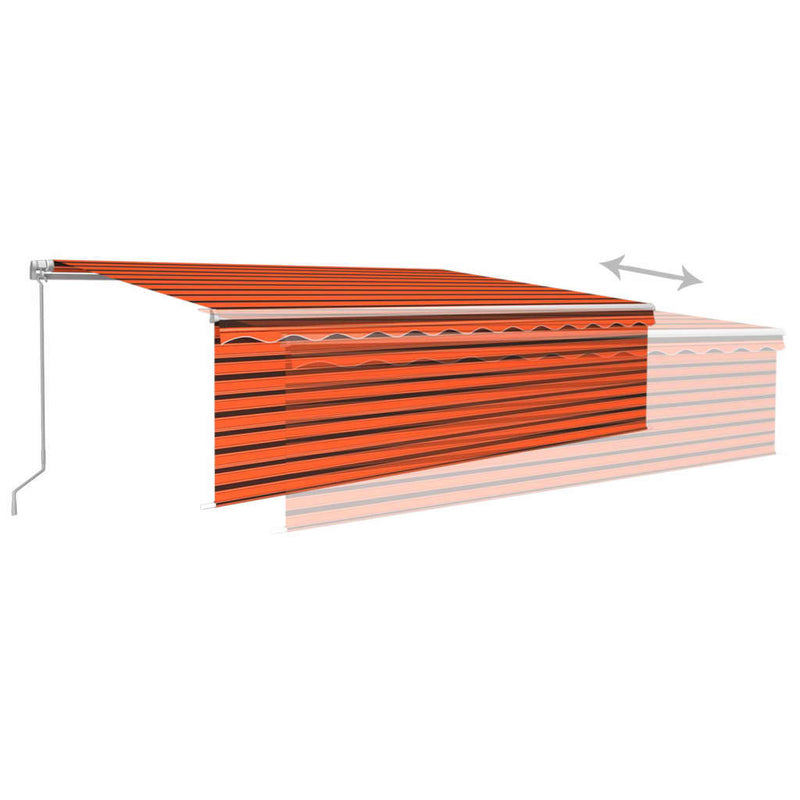 Manual Retractable Awning with Blind 5x3m Orange&Brown