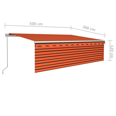 Manual Retractable Awning with Blind 5x3m Orange&Brown