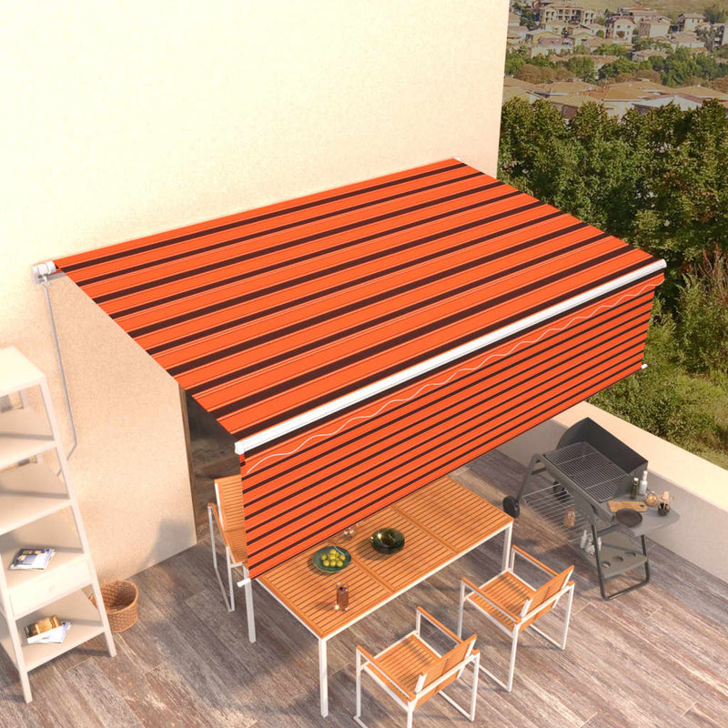 Manual Retractable Awning with Blind 5x3m Orange&Brown