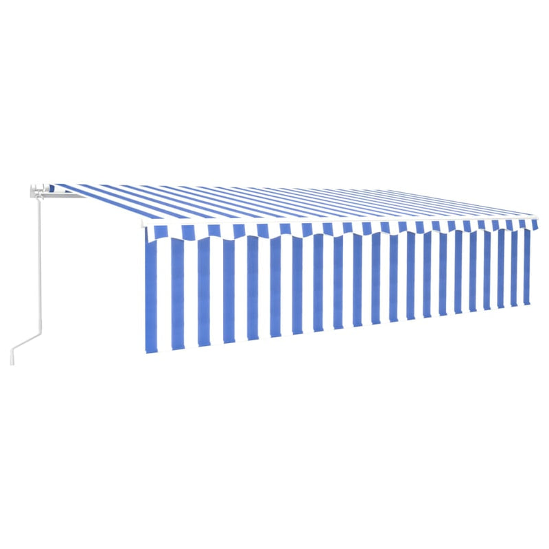 Manual Retractable Awning with Blind 6x3m Blue&White