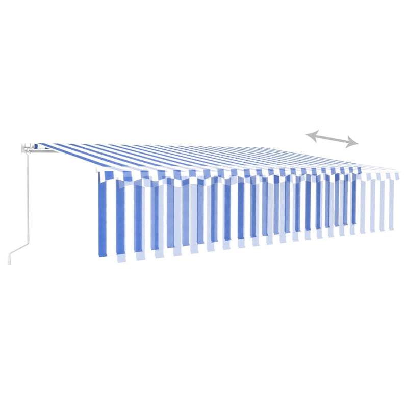 Manual Retractable Awning with Blind 6x3m Blue&White