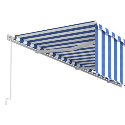 Manual Retractable Awning with Blind 6x3m Blue&White