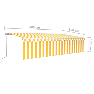 Manual Retractable Awning with Blind 6x3m Yellow&White