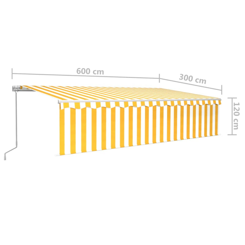 Manual Retractable Awning with Blind 6x3m Yellow&White