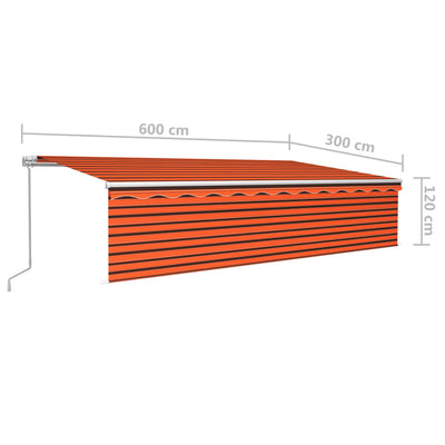 Manual Retractable Awning with Blind 6x3m Orange&Brown