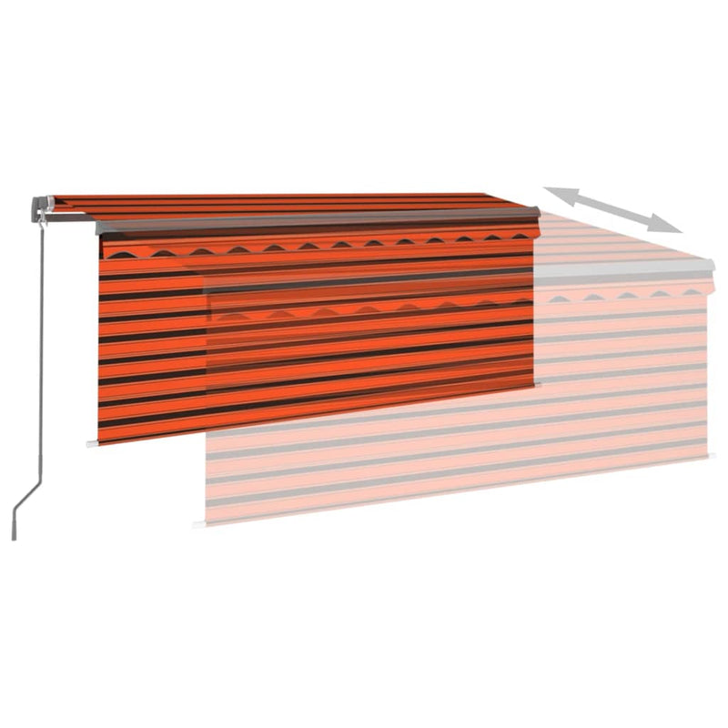 Manual Retractable Awning with Blind 3x2.5m Orange&Brown