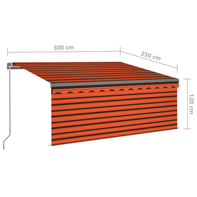 Manual Retractable Awning with Blind 3x2.5m Orange&Brown