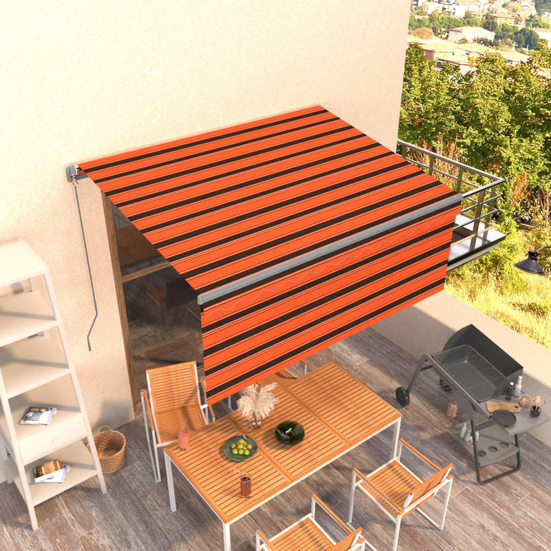 Manual Retractable Awning with Blind 3x2.5m Orange&Brown