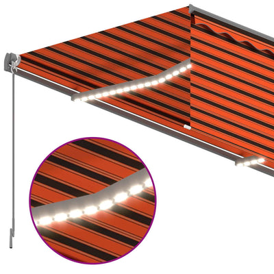 Manual Retractable Awning with Blind&LED 3x2.5m Orange&Brown