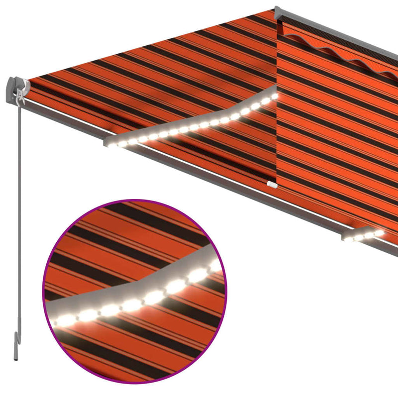 Manual Retractable Awning with Blind&LED 3x2.5m Orange&Brown