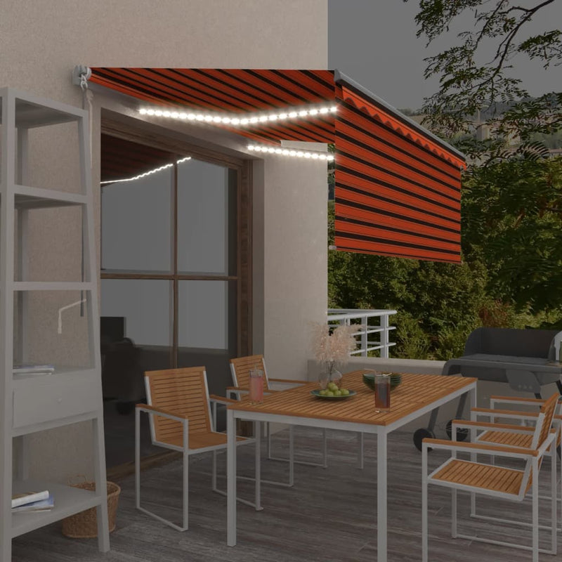 Manual Retractable Awning with Blind&LED 3x2.5m Orange&Brown