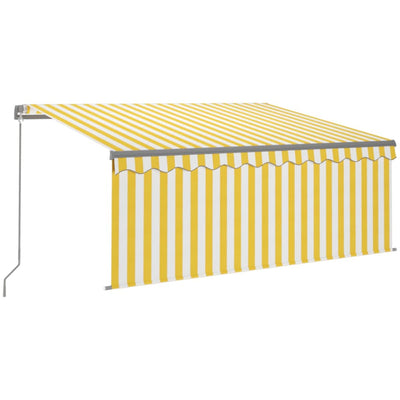 Manual Retractable Awning with Blind 3.5x2.5m Yellow&White