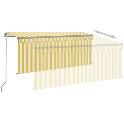 Manual Retractable Awning with Blind 3.5x2.5m Yellow&White