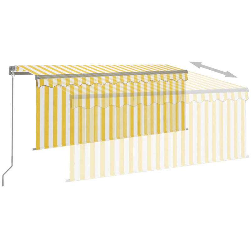 Manual Retractable Awning with Blind 3.5x2.5m Yellow&White