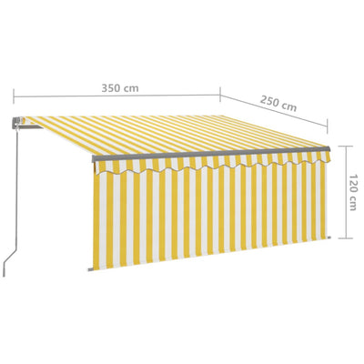 Manual Retractable Awning with Blind 3.5x2.5m Yellow&White