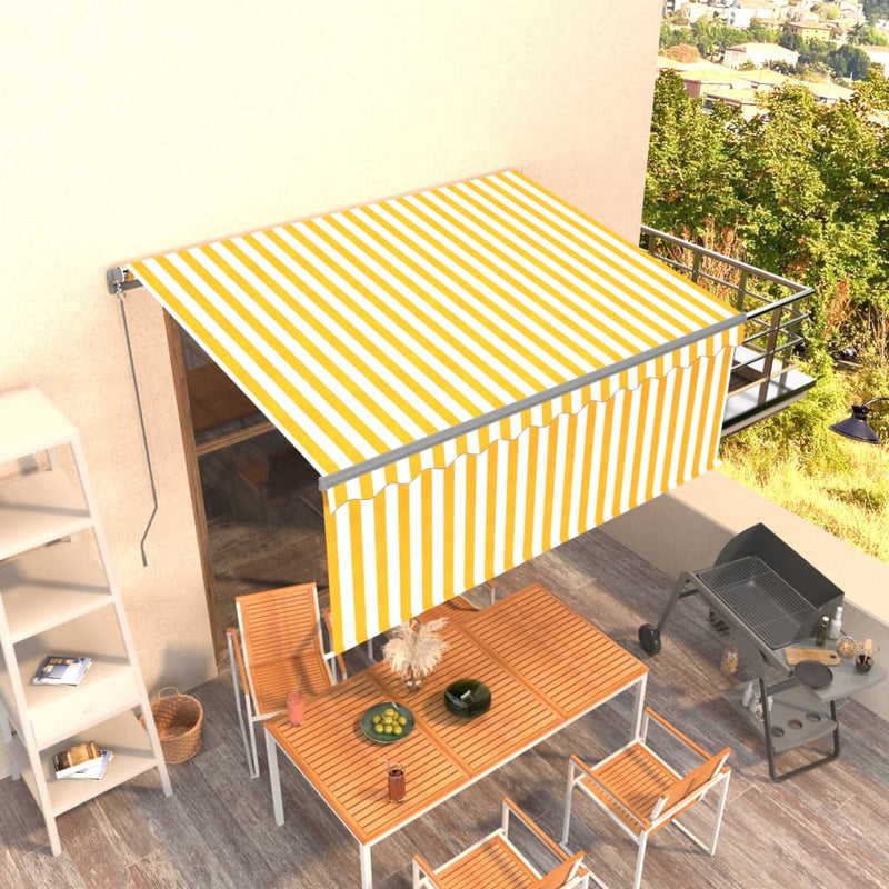 Manual Retractable Awning with Blind 3.5x2.5m Yellow&White