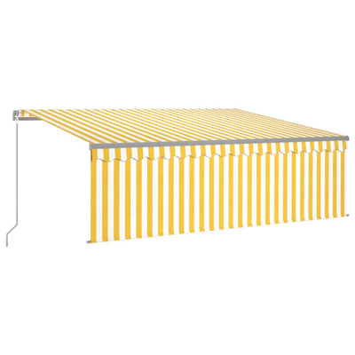 Manual Retractable Awning with Blind 4x3m Yellow&White