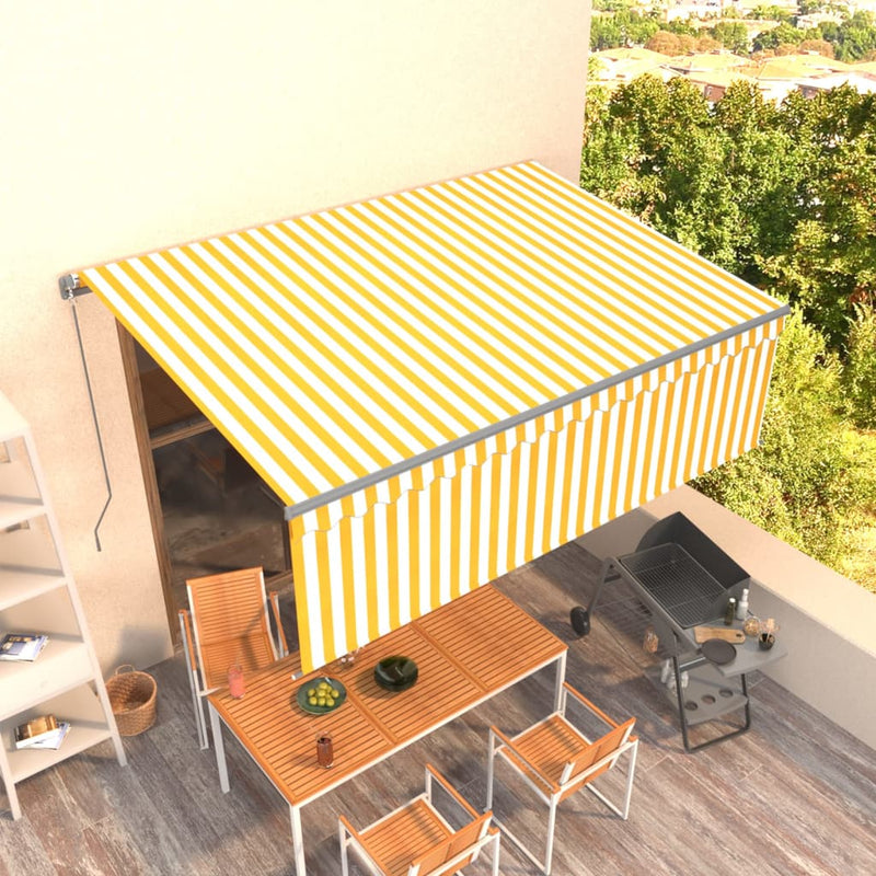 Manual Retractable Awning with Blind 4x3m Yellow&White